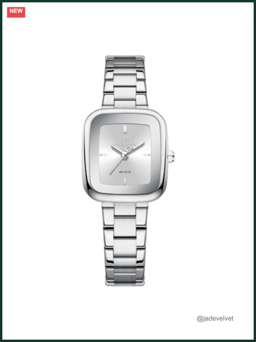 Vintage Square Case Watch, Stainless Steel Band, Waterproof, Gift for Her